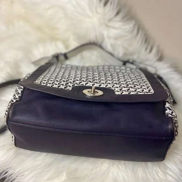 Coach Cream and Blue Shoulder Bag